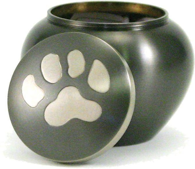 Odyssey urn Kleur leisteen grijs met ingelegde dierenpootjes Medium
