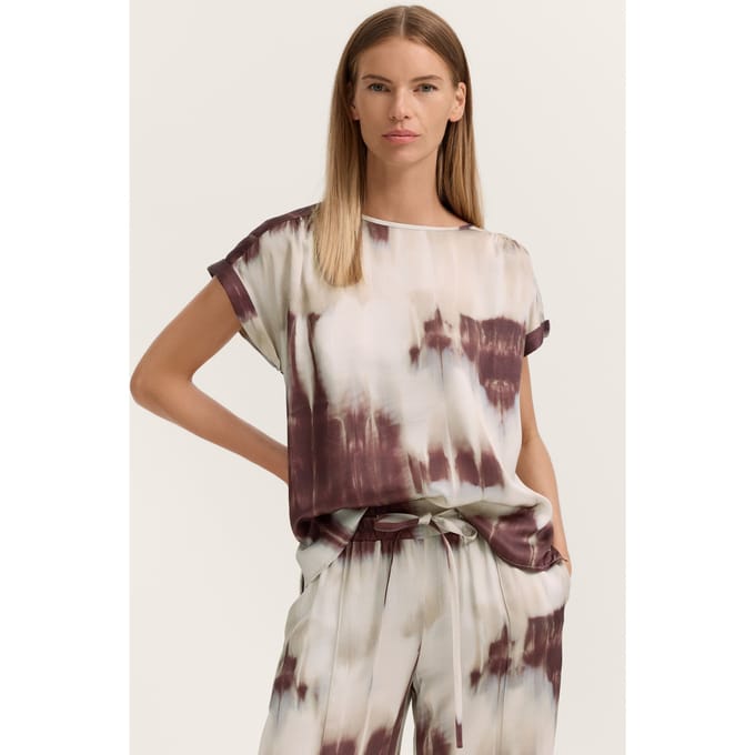 Bugatti Damen Blouse met korte mouwen en grafische print van viscose