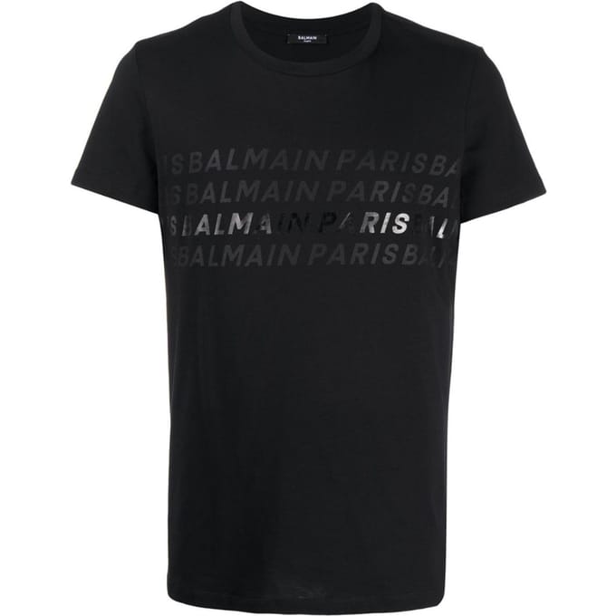 Balmain Paris Multi Logo Zwart T-shirt