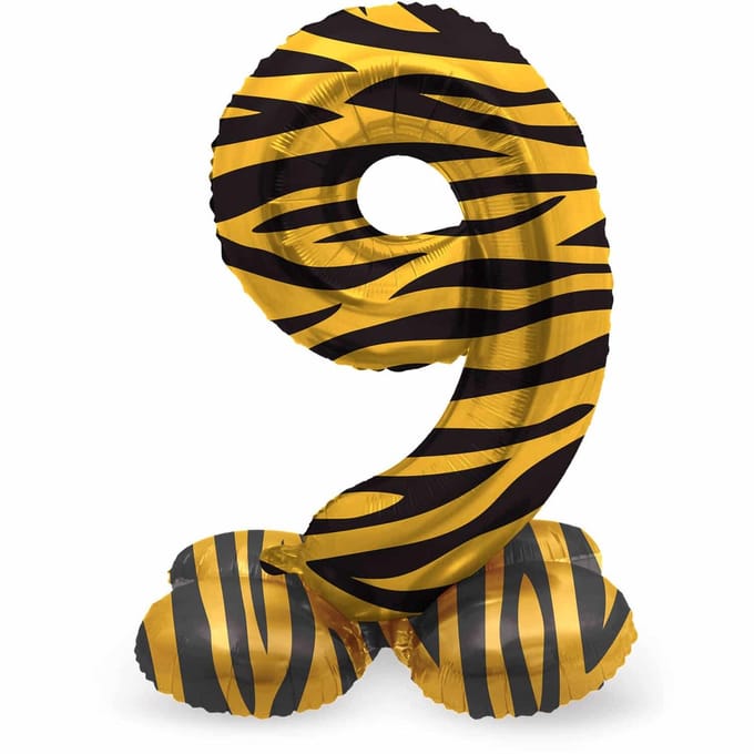 Staande Folieballon Cijfer 9 Tiger Chic - 72 cm