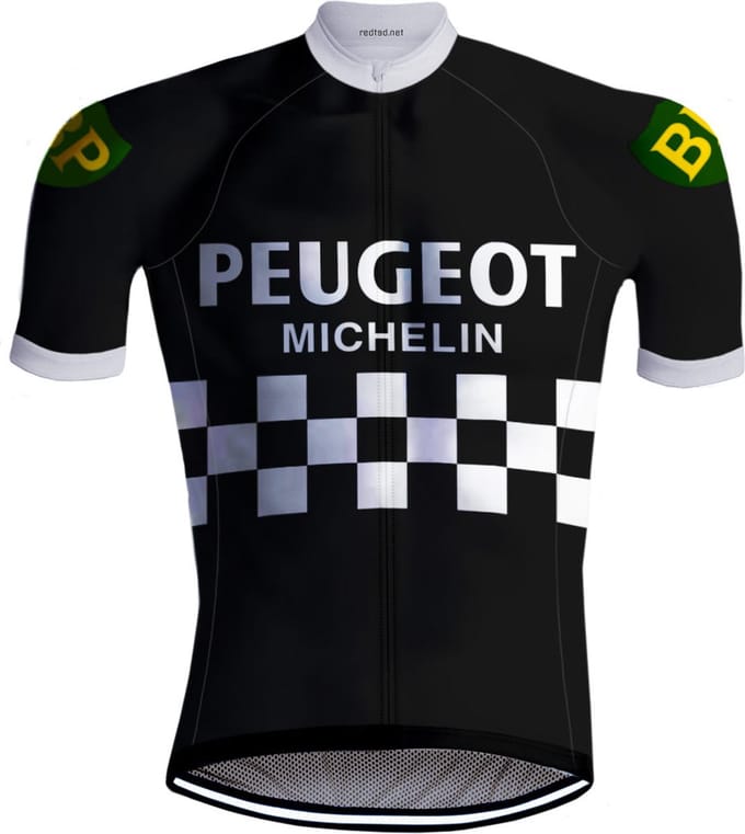 Retro Wielershirt Peugeot Zwart/Wit - REDTED - XL