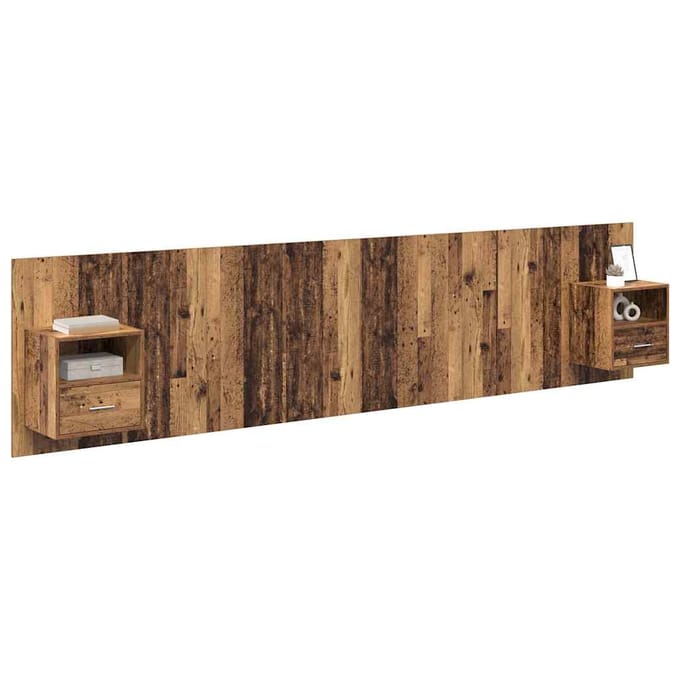 vidaXL - Hoofdeinde - Met - Kast - 3 - st - Oud - Hout - Bewerkt - hout