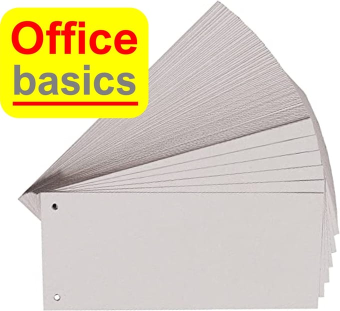 Office Basics Scheidingsstrook - tabbladen - gerecycled karton - grijs - 240x105mm recht - set 100 stuks