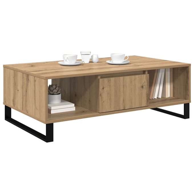 vidaXL - Salontafel - Artisan - Eiken - 104 - x - 60 - x - 35 - cm - Bewerkt - hout