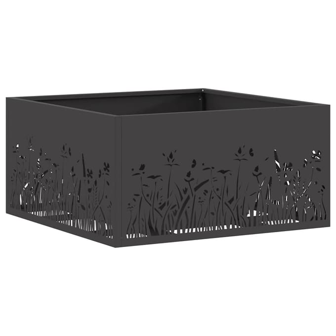 vidaXL - Vuurkom - Zwart - 60 - x - 60 - x - 30 - cm - weervast - staal