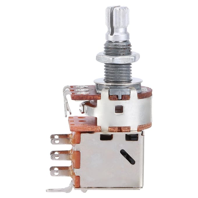 Gitaar Control Pot Toon Potentiometer Elektrische Gitaar Bas Push Pull 18mm Aslengte a500k zilver