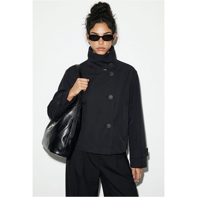 Korte Trenchcoat met Mandarin Kraag