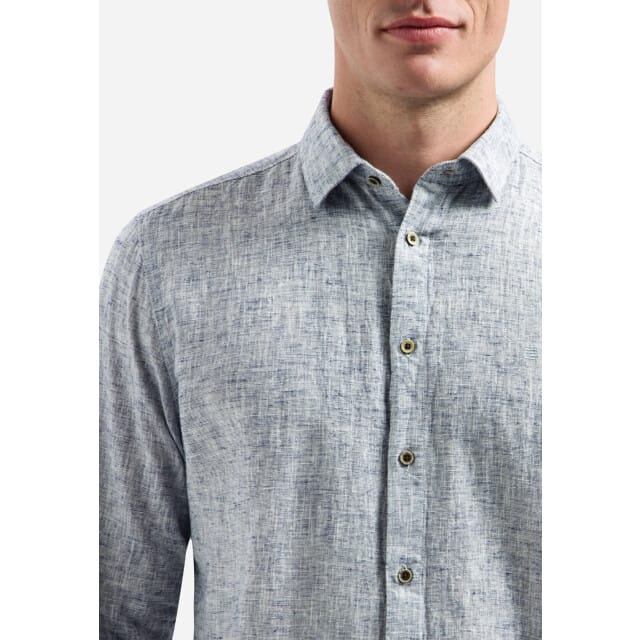 No Excess Shirt two tone with linen indigo blue