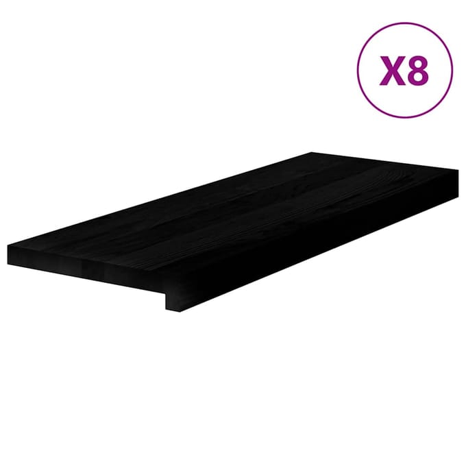 vidaXL - Traptreden - 8 - st - 70x25x2 - cm - massief - eikenhout - bruin-zwart
