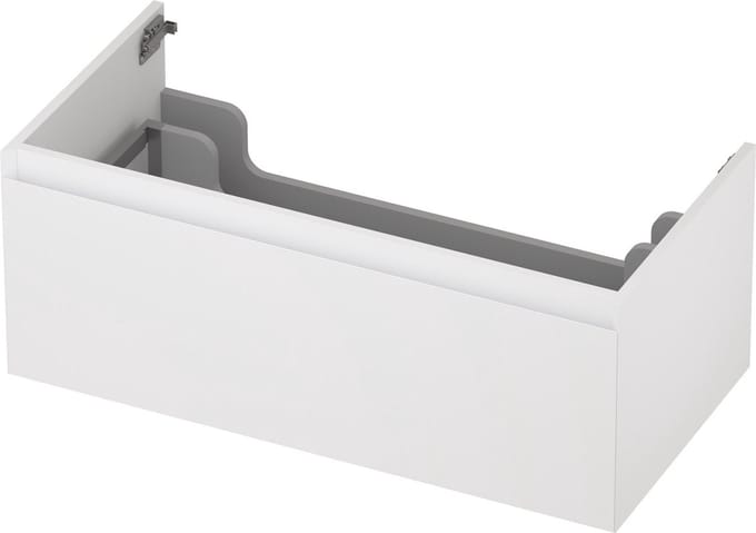 INK® wastafelonderkast 1 lade greeploos gelakt 90x45x35cm, mat wit