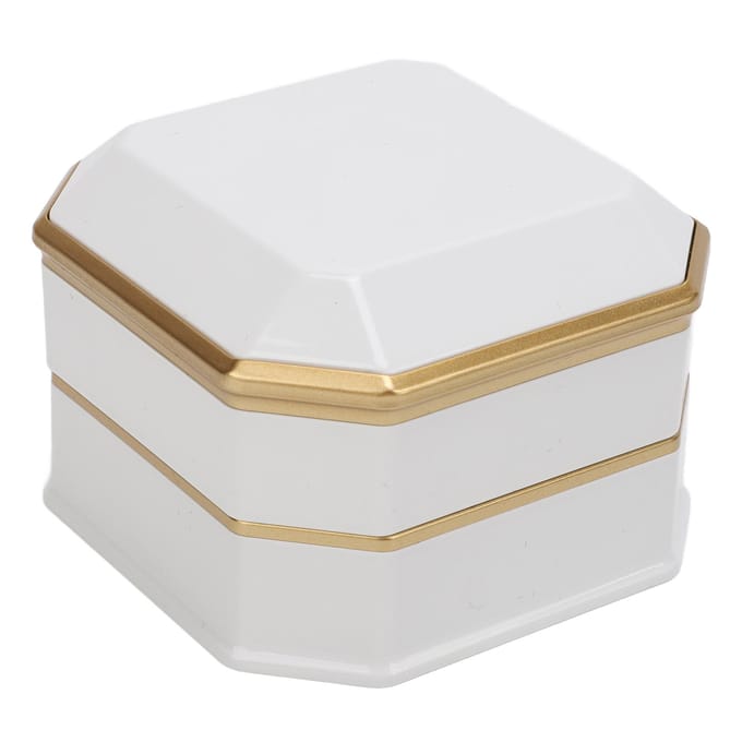 LED Licht Ringdoos Display Elegante Luxe Fluwelen Ringdoos voor Valentijnsdag Wit white