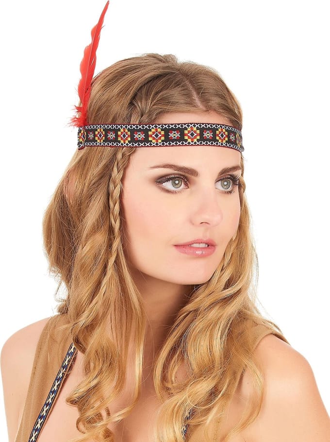 Vegaoo - Indiaanse hoofdband met veer
