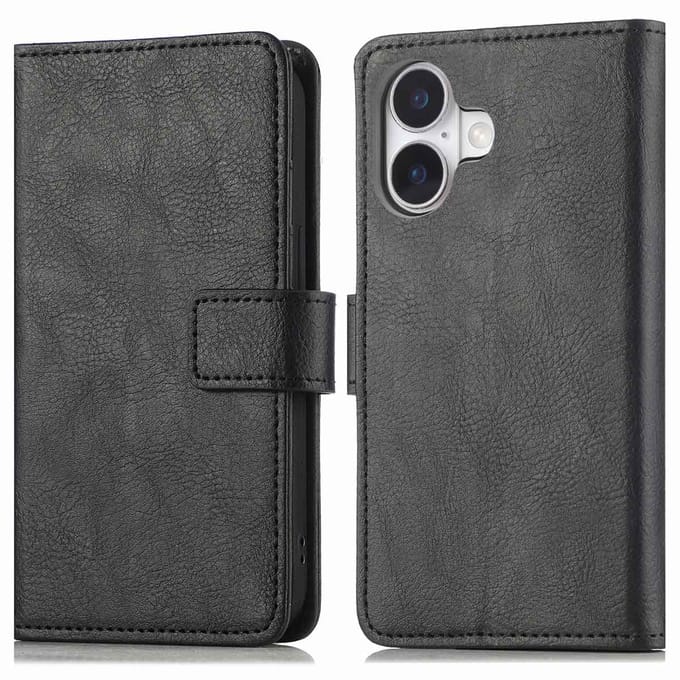 imoshion Hoesje - Geschikt voor Apple iPhone 16 - Luxe Bookcase - Zwart