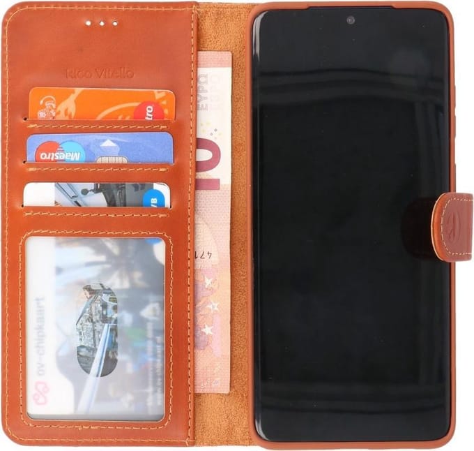 Rico Vitello Echt Lederen Book Case Hoesje Geschikt voor Samsung Galaxy S20 Plus - Bruin
