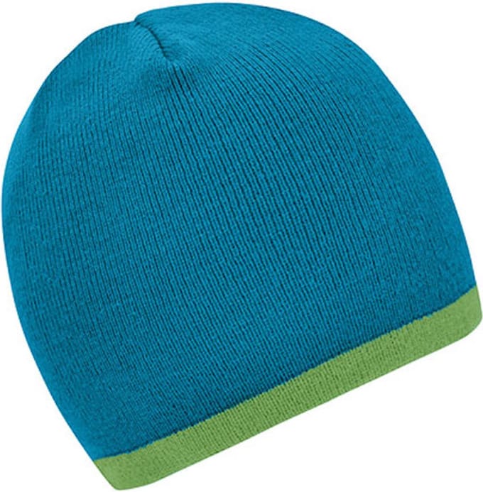 Myrtle Beach 'Contrasting Border Beanie' Turquoise/Limoengroen