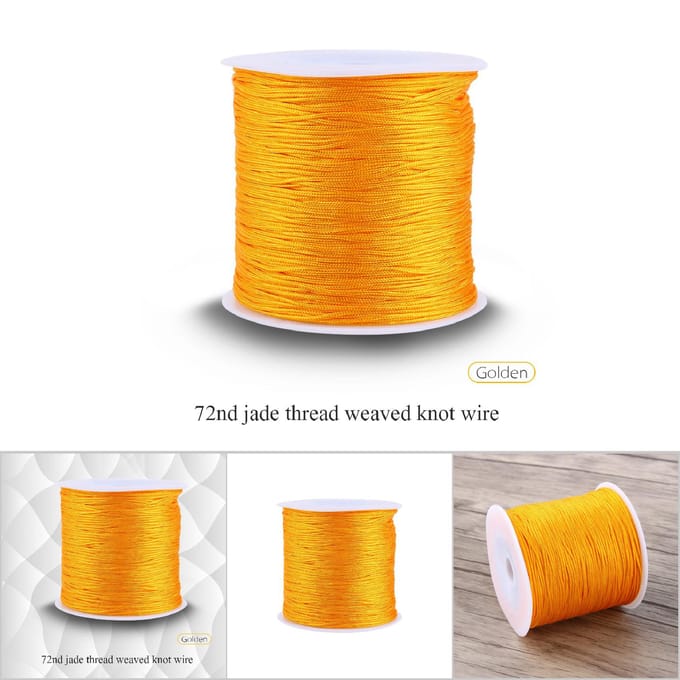 100M x 0.8mm Cordon Nylon Noeud Chinois Queue de Rat Macramé Shamballa Fil Corde Doré yellow