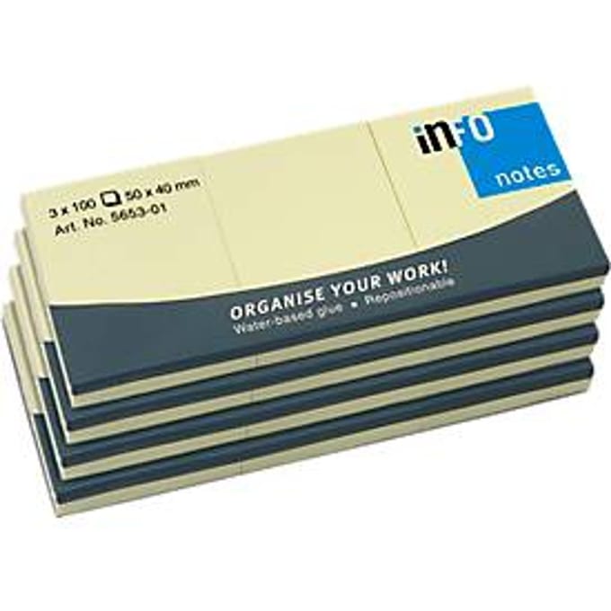 INFO zelfklevende notitieblaadjes, 50 mm x 40 mm, 12 x 100 vellen