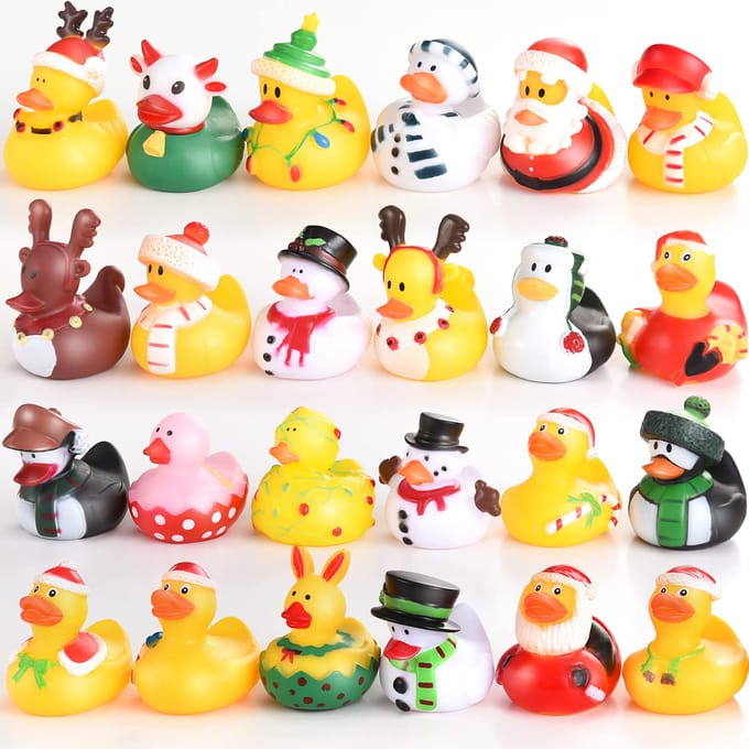 122448 Stuks Kerst Rubberen Eendjes Groothandel Speelgoed Vakantie Rubberen Eendjes Voor Jeep Ducking Kerstfeest Bedankjes Decoraties yellow