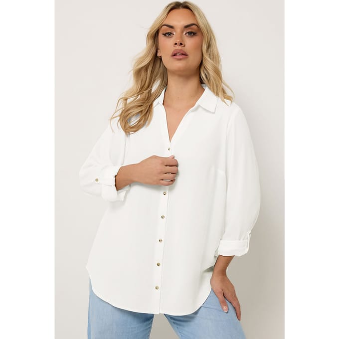 Yours Ivoorwitte Blouse Met Knoopsluiting Size 44