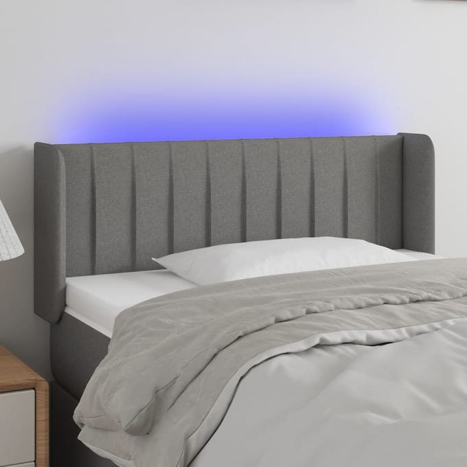 vidaXL - Hoofdbord - LED - 103x16x78/88 - cm - stof - donkergrijs