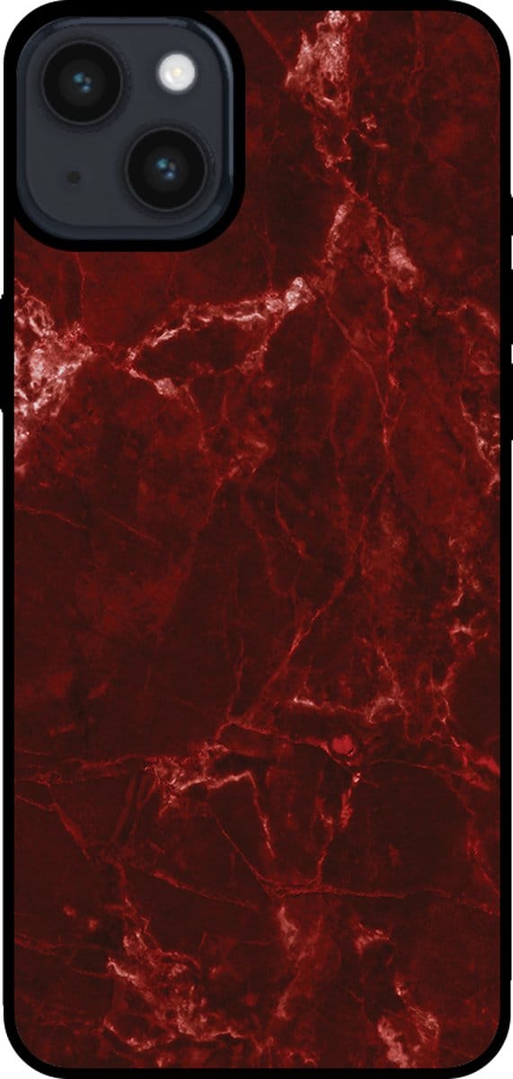 Smartphonica Telefoonhoesje voor iPhone 14 Plus met marmer opdruk - TPU backcover case marble design - Rood geschikt voor iPhone 14 Plus