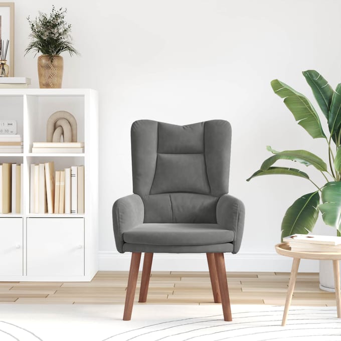 vidaXL - Fauteuil - Donkergrijs - 63 - x - 67 - x - 94 - cm - Fluweel