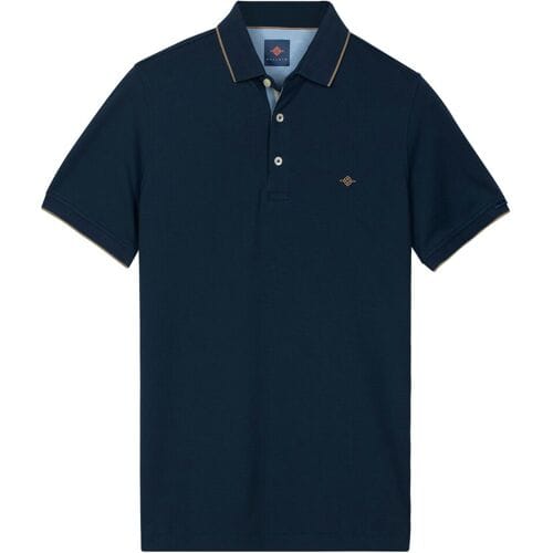 Baileys Polo Two-Tone Solid Fine Line Tipping Detail Dark Denim Blue / male