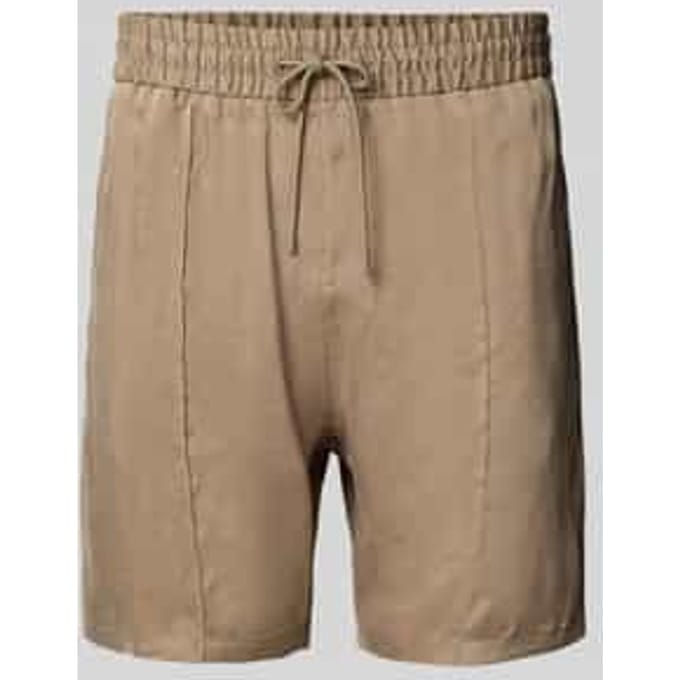 Korte regular fit broek met vaste persplooien, model 'Ravis'