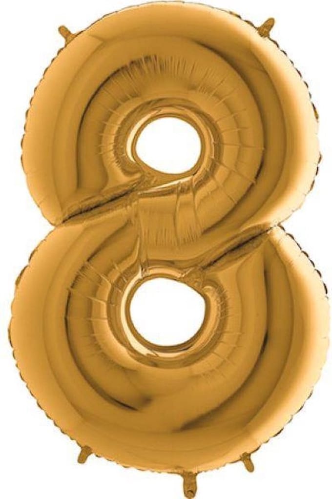 Folieballon - cijfer 8 - goud - Grabo Balloons - 66cm