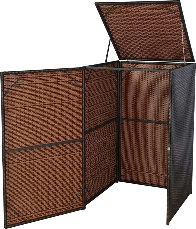 Afvalbak deksel MCW-E25, afvalbak deksel, poly rotan 120l ~ bruin