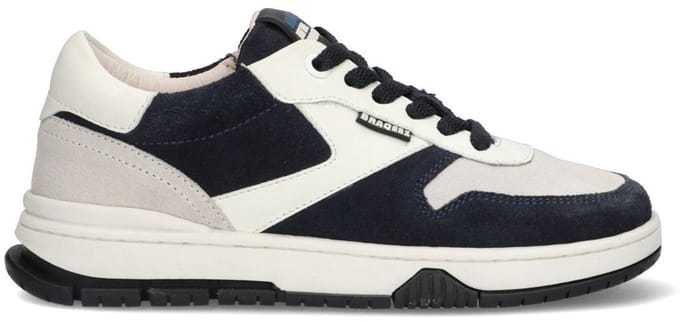 Braqeez 425301-420 Jongens Lage Sneakers - Blauw/Wit/Grijs - Leer - Veters