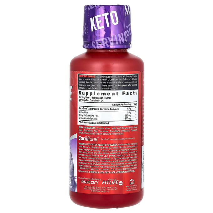 Isatori, L-Carnitine, Perte de poids, Préparation liquide pour boisson cétogène, Baies mélangées, 350 ml (360ml)