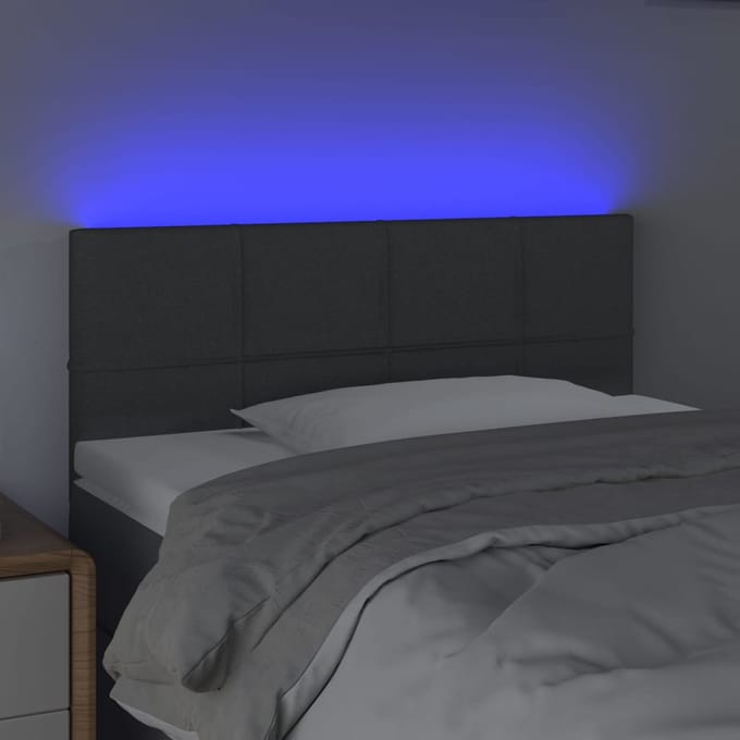 vidaXL - Hoofdbord - LED - 100x5x78/88 - cm - stof - donkergrijs