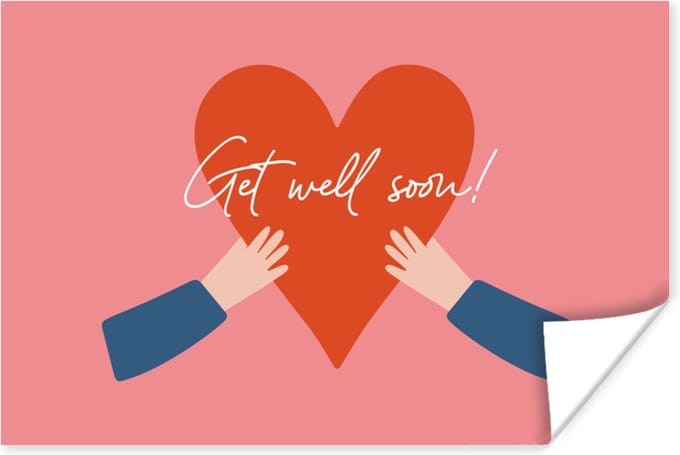 Poster Sterkte - Quotes - Roze - Hand - 90x60 cm