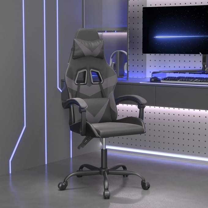 vidaXL - Gamestoel - kunstleer - zwart - en - grijs