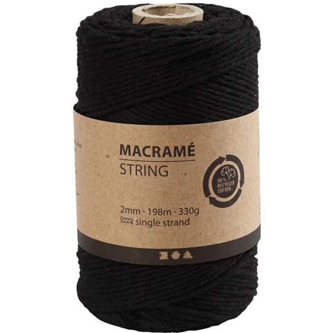 Creativ Company Macramékoord 2 mm 198 m Zwart