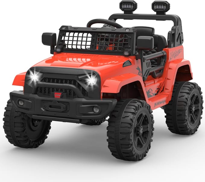 Triumpunpre - Elektrische Kinderauto 12V - Vering & LED - Bluetooth - 2 Snelheden (Rood, 3-8j)