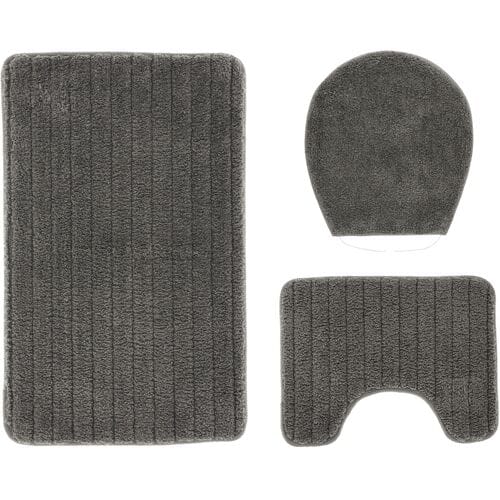 LIVARNO Badmat set 3-delig (Badmat met toiletuitsparing, Grijs)