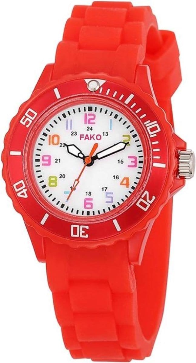 Fako® - Kinderhorloge - Siliconen - Regenboog - Rood