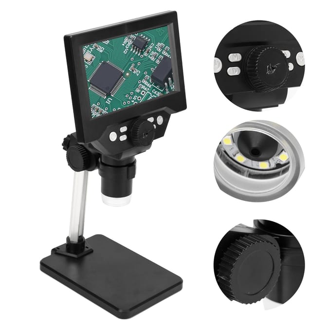 Microscope numérique USB LCD 5,5 pouces, portable, 10 MP, 1000 x, 1080 p, avec éclairage LED