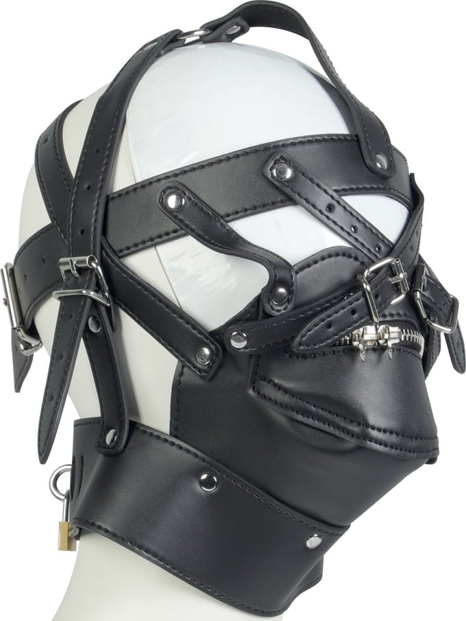 Banoch | Masker Cross | Zwart imitatie leer | Bondage