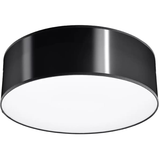 Plafondlamp ARENA compacte ronde plafonnière - Sollux Lighting - IP20 - Zwart pvc behuizing - 25 x 25 x 11 cm - 1 x E27 LED, exclusief lichtbron - Max. 15 W - Minimalistische plafondlamp voor woonkamer, eetkamer en keuken