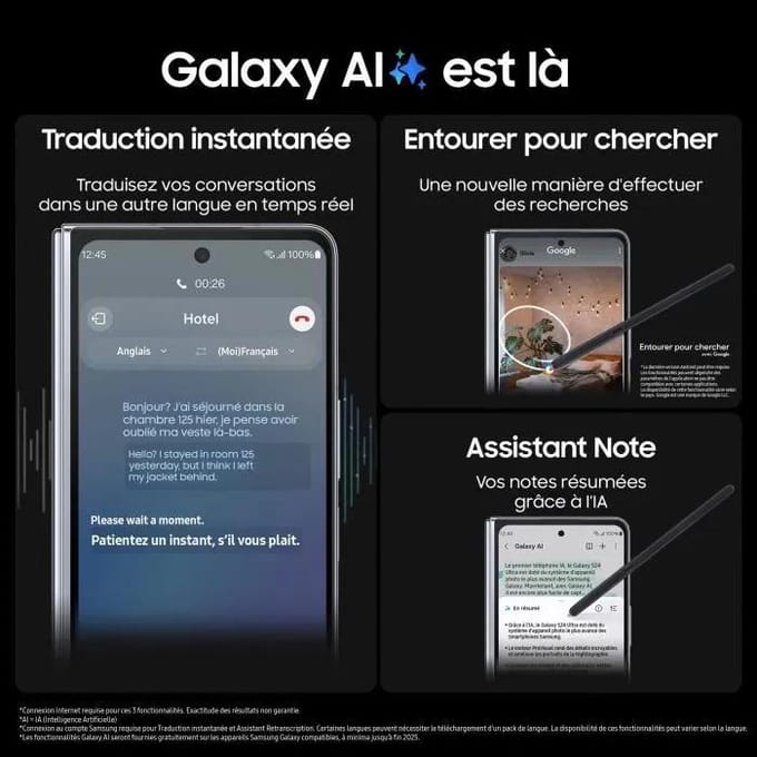Samsung Galaxy Z Fold5 5G Double SIM Pliable Smartphone Android 12 Go + 256 Go Neuf Scellé 512GB blanc
