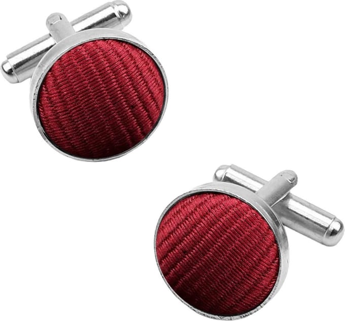 Fako Bijoux - Manchetknopen - Staal & Streep - 16mm - Donkerrood