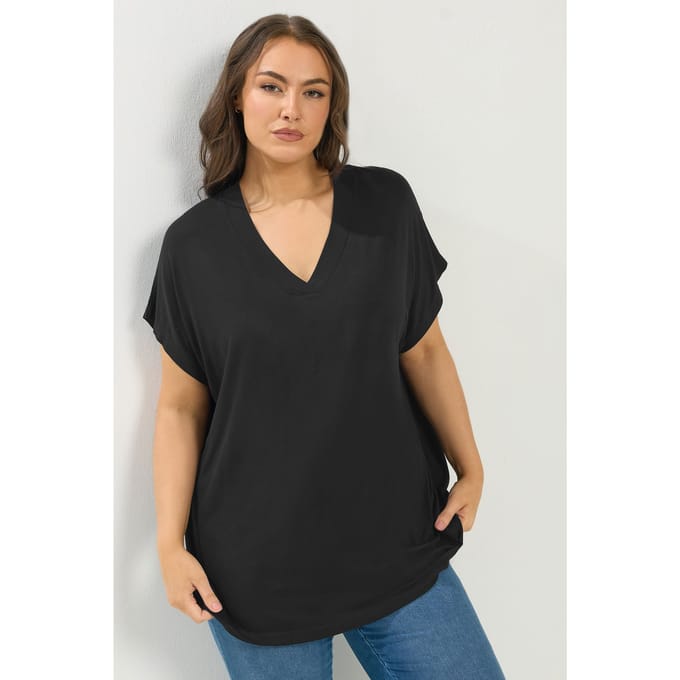 Yours Zwart Tshirt Met Aangegroeide Mouwen Size 66-68