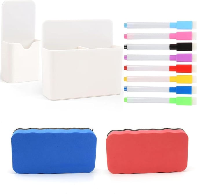 SolidKeus - 12-delige Whiteboard Accessoireset met Magnetische Pennen en Spons