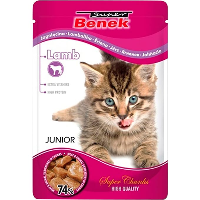 48 x 100 g Super Benek Super Chunks Kitten kattenvoer nat