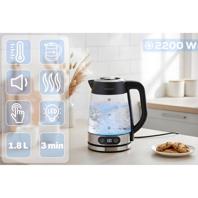 Berdsen BD-715 - Glazen waterkoker - Instelbare temperatuur - 1,8 l - 2200 W