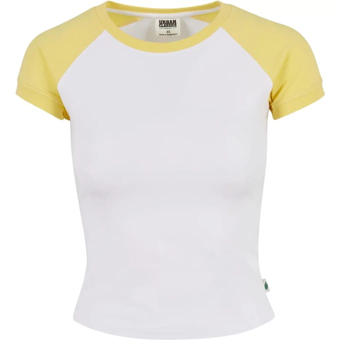 Urban Classics - Organic Stretch Short Retro Baseball Top - 4XL - Wit/Geel
