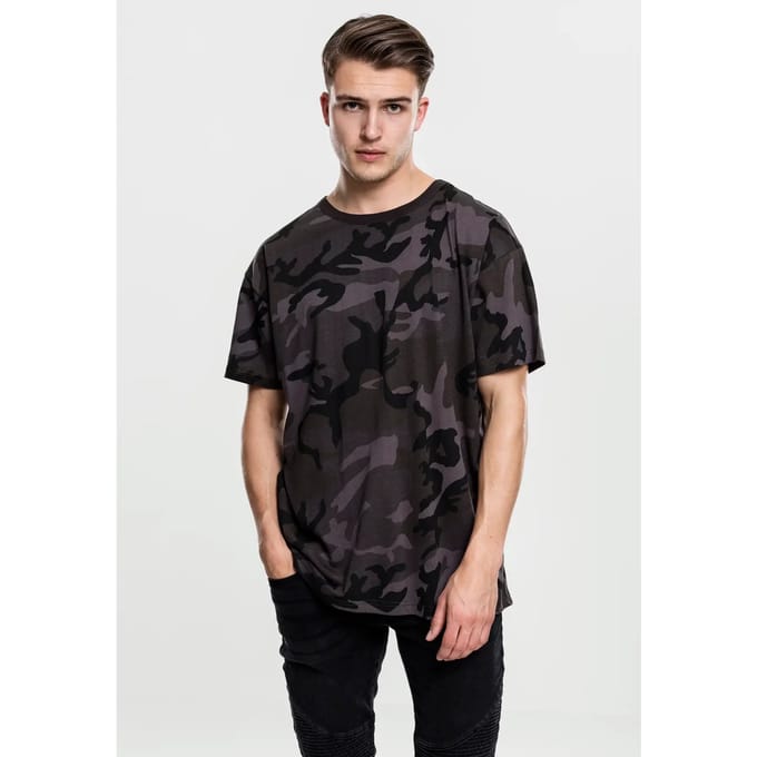 Urban Classics - Camo OVersized Heren T-shirt - S - Zwart/Zwart
